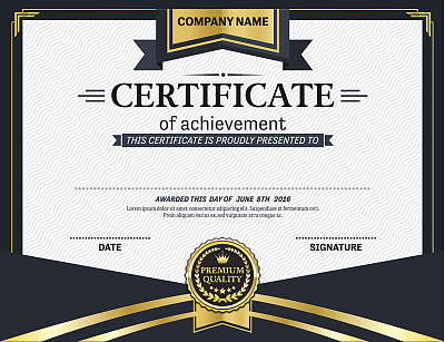 现代黄金证书模板矢量插图设计图片下载