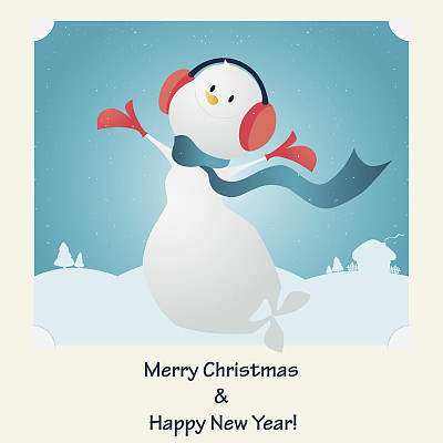 圣诞快乐。快乐的雪人。矢量插图。图片下载