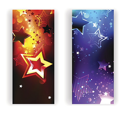 两个带有抽象星星的横幅图片下载