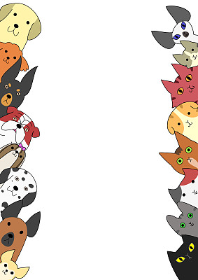 可爱的狗和猫卡图片下载