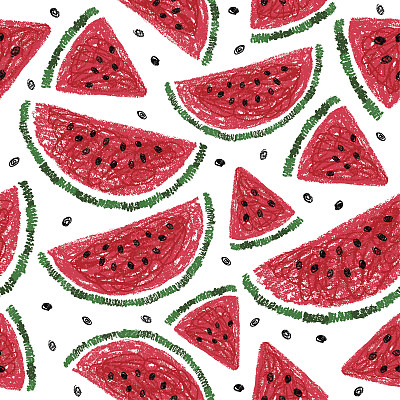 西瓜片无缝图案。西瓜的背景。素材图片