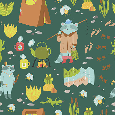 夏季冒险无缝矢量模式。图片下载