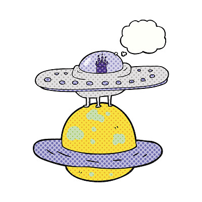 思想泡泡卡通飞碟图片下载