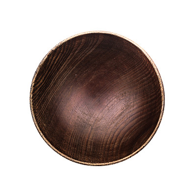 俯视图的空木碗孤立的白色背景图片下载