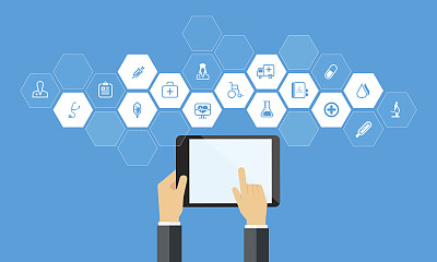 医疗健康图标和平板设备概念医疗和健康图标和平板设备概念图片下载