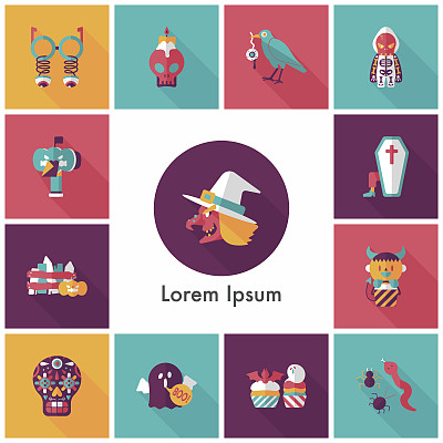 万圣节派对图标集快乐图片下载