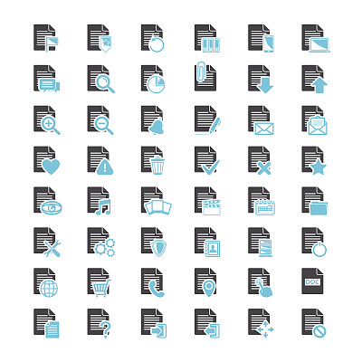 文档文件蓝色和黑色图标图片下载