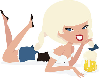 复古针上啤酒节啤酒少女躺下图片下载