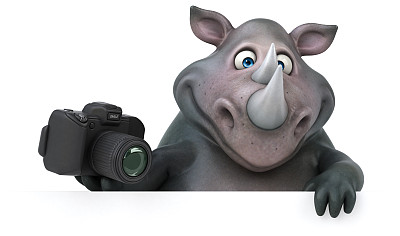 有趣的犀牛- 3D插图图片下载