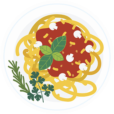 意大利面菜矢量插图。图片下载