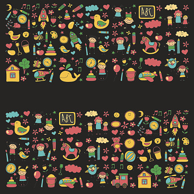 涂鸦向量幼儿园元素图片下载