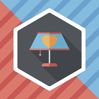 情人节心灯与长影子扁平图标，eps10图片下载