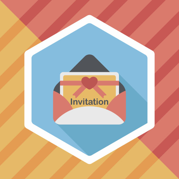 婚礼邀请与长影子的平面图标，第10集图片下载