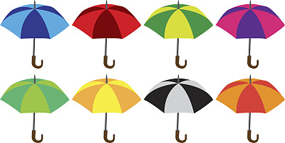 彩色伞剪辑艺术设计元素矢量插图图片下载