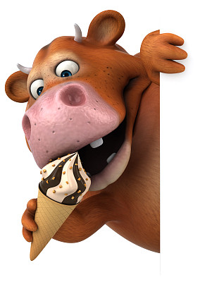 有趣的牛- 3D插图图片下载