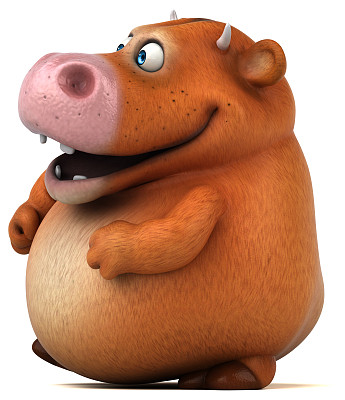 有趣的牛- 3D插图图片下载