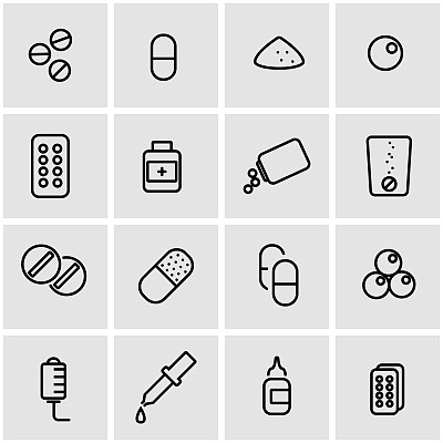 药丸矢量线条图标合集图片下载