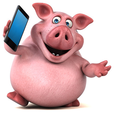 有趣的猪- 3D插图图片下载