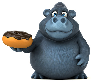 有趣的大猩猩- 3D插图图片下载