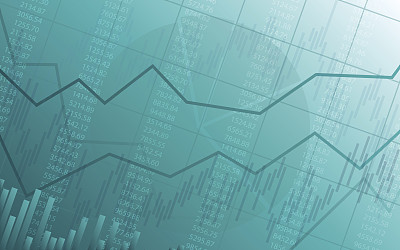 绿色渐变上升趋势抽象金融图表素材图片