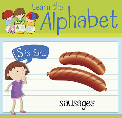 单词卡片上的S代表香肠图片下载
