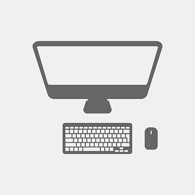 桌面个人电脑单色图标。前视图。矢量插图。图片下载