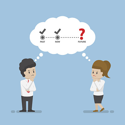 思考未来的商人和女商人素材图片