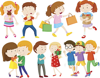 孩子和人在做不同的动作图片下载