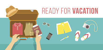 暑假装衣服矢量平面插图图片下载