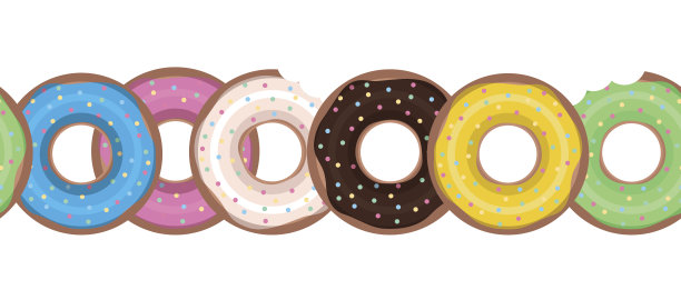 无缝边框与扁甜甜圈在一排。图片下载