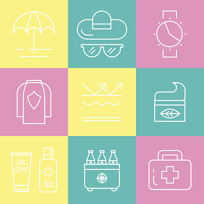 夏日护肤标志。图片下载