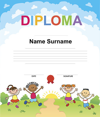 儿童文凭证书背景设计模板图片下载