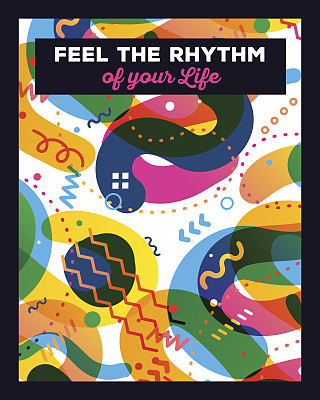 矢量插图彩色抽象构成与文本图片下载