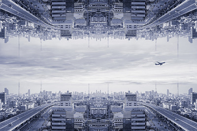 颠倒的，奇怪的，超现实的城市。图片下载