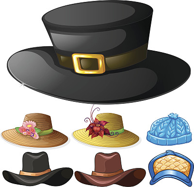 不同设计的帽子为男性和女性图片下载