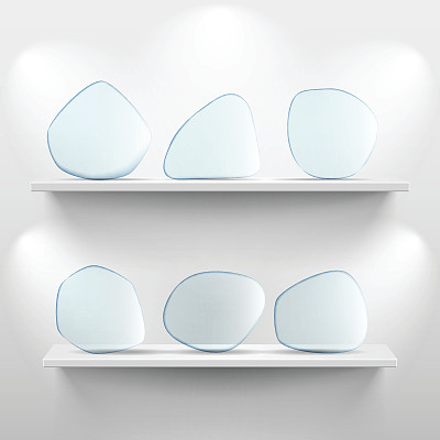 白色背景上有玻璃应用程序图标的书架图片下载