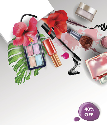 美容化妆品背景。夏季销售的概念。图片下载