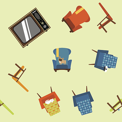 图案无缝元素的家具，设备和宠物。图片下载