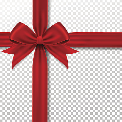 红色的礼品蝴蝶结和丝带，孤立在背景上。图片下载