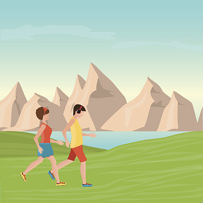 男人和女人慢跑。图片下载