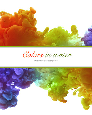 丙烯酸颜料和油墨在水中。抽象的背景帧。孤立在白色的。图片下载