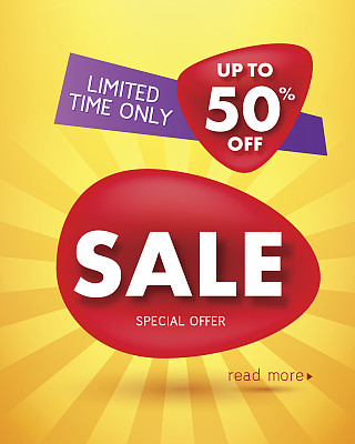 出售报价海报旗帜矢量插图。图片下载