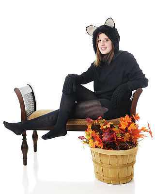 少女黑猫图片下载