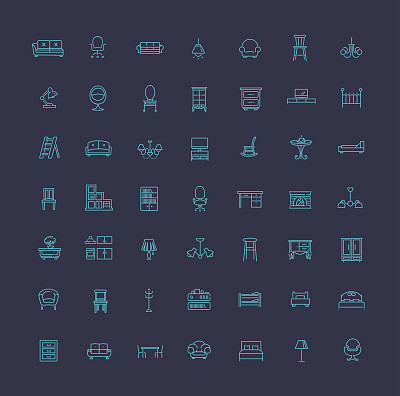 家具和家居装饰图标集图片下载