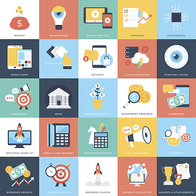 商业概念矢量图标9图片下载