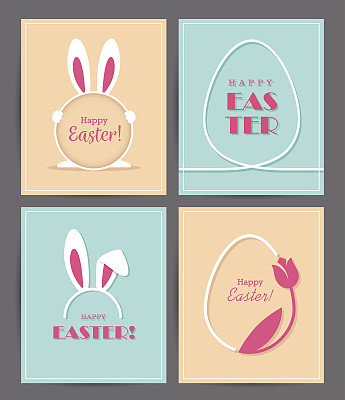 四张复活节贺卡素材图片