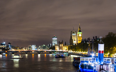 英国伦敦，威斯敏斯特桥和大本钟的缩影图片下载