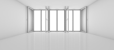 空荡荡的房间和敞开的大窗户图片下载