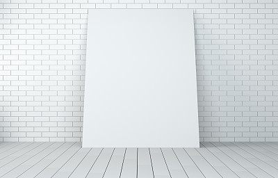 白色房间，木地板，空白的白纸海报图片下载