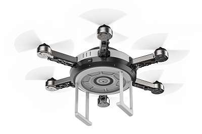 飞行的无人机孤立在白色图片下载